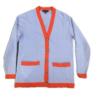 Ann Taylor Women’s Blue and Orange Cardigan Long Sleeve Size Medium Sweater